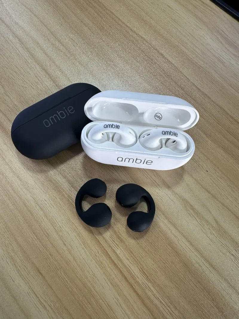 AURICULARES AMBIE BLANCOS CON ESTUCHE DE CARGA PREMIUM 🔥