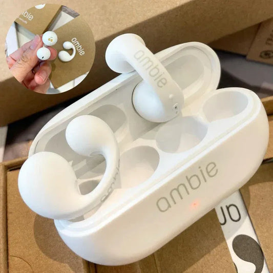 AURICULARES AMBIE BLANCOS CON ESTUCHE DE CARGA PREMIUM 🔥