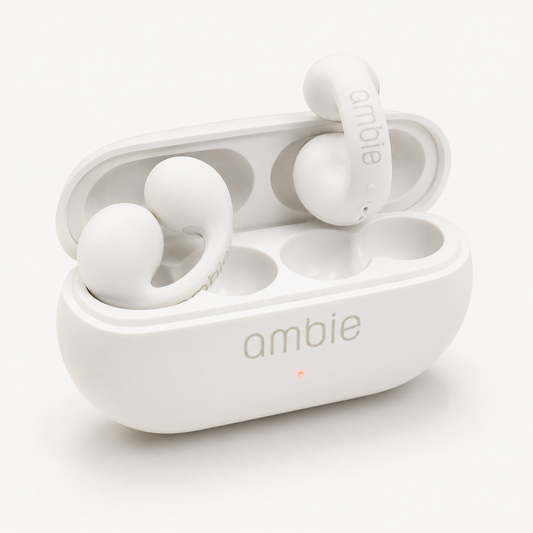 AURICULARES AMBIE BLANCOS CON ESTUCHE DE CARGA PREMIUM 🔥